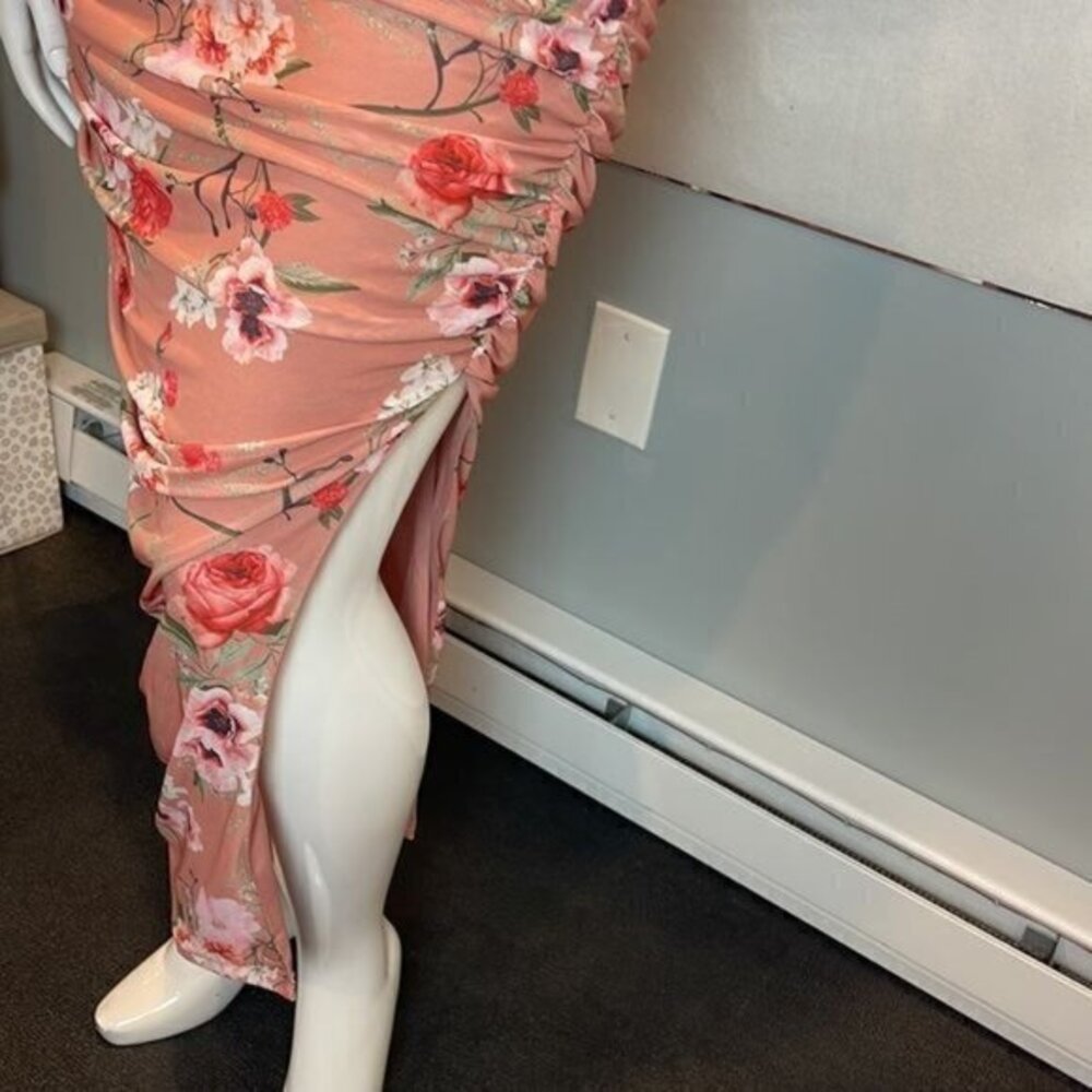 Cupshe Body Contour Floral Print Ruched Mesh Midi Dress Size XL - Picture 5 of 16
